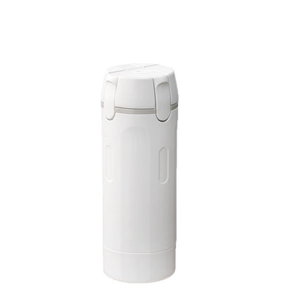 Portable container with a 4 in 1 dispenser for perfume, shampoo, conditioner, and lotion