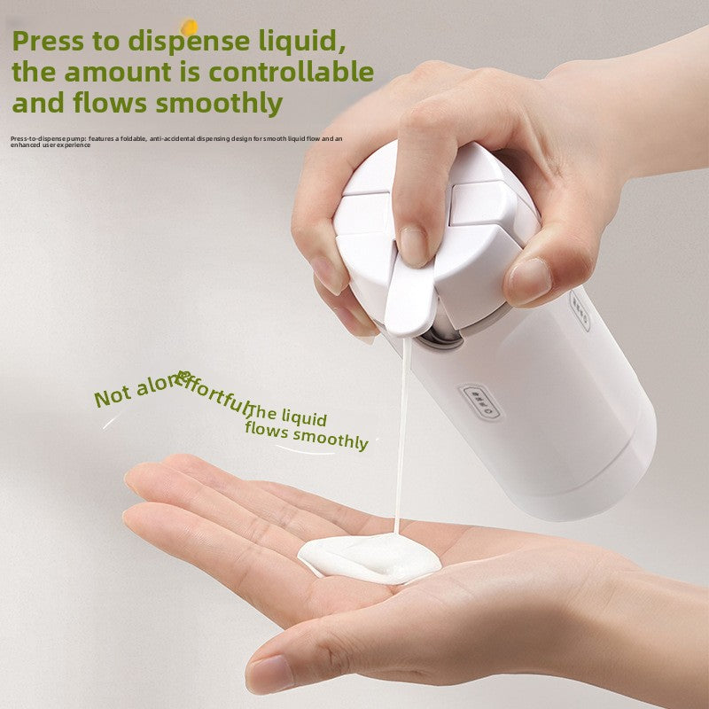 Portable container with a 4 in 1 dispenser for perfume, shampoo, conditioner, and lotion